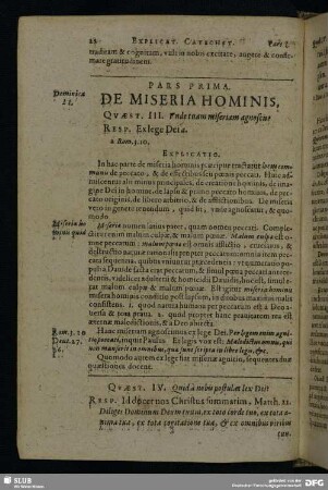 Pars Prima. De Miseria Hominis