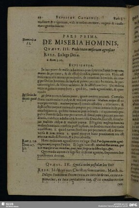 Pars Prima. De Miseria Hominis