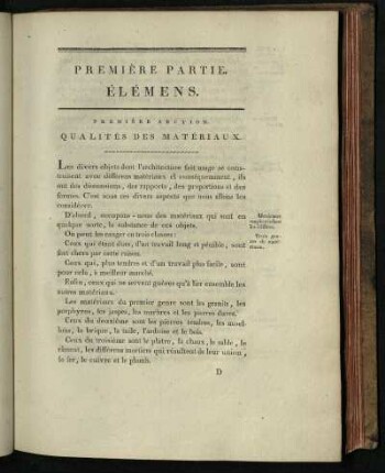 Première partie. Élémens des édifices.