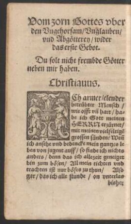 Vom Zorn Gottes uber den Ungehorsam/ Unglauben/ und Abgötterey/ wider das erste Gebot.