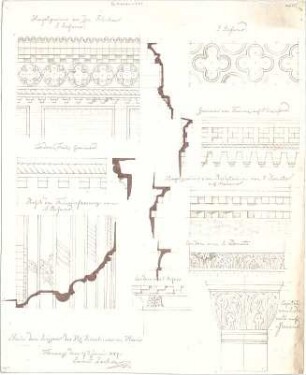 Zocher, Ernst; Murano (bei Venedig, Italien); S. Stefano, S. Christoforo, S. Donato - Gesims (Details, Schnitte)