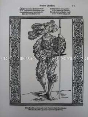 Kriegerdarstellung, Landsknecht mit Spieß, 1510/1530.