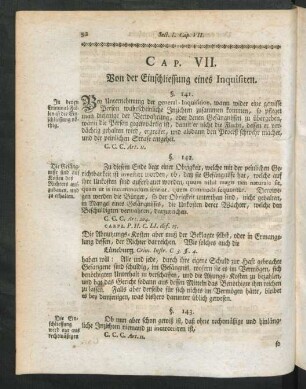 Cap. VII. Von der Einschliessung eines Inquisiten.