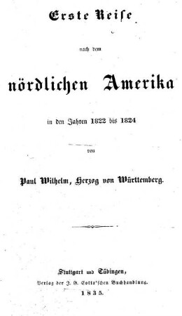 Erste Reise nach dem nördlichen Amerika