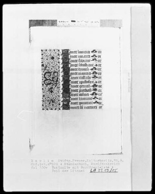 Lateinisches Stundenbuch — Initiälchen S und Teilbordüre, Folio 120verso