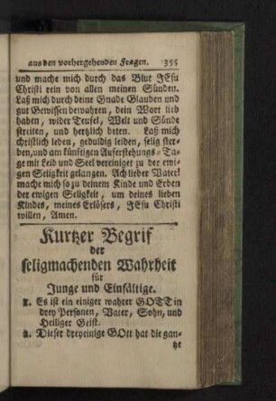 Kurtzer Begrif der seligmachenden Wahrheit für Junge und Einfältige.