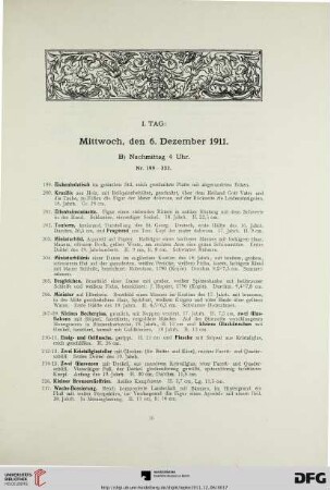 I. Tag: Mittwoch, den 6. Dezember 1911. B) Nachmittag 4 Uhr (Nr. 199-332)