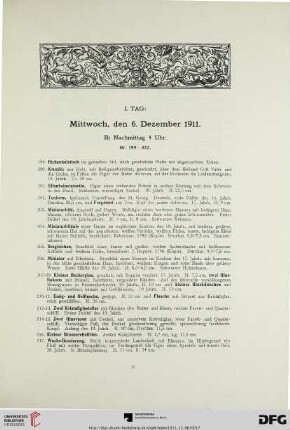 I. Tag: Mittwoch, den 6. Dezember 1911. B) Nachmittag 4 Uhr (Nr. 199-332)