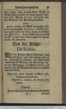 Von der Krätze, De Scabie
