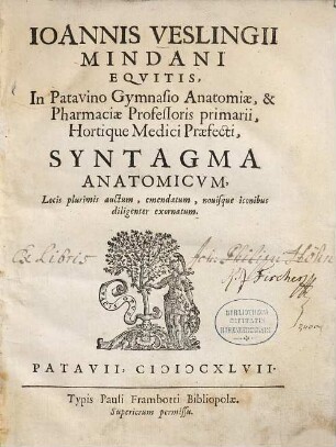 Syntagma Anatomicum ...