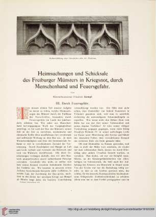 Heimsuchungen und Schicksale des Freiburger Münsters in Kriegsnot, durch Menschenhand und Feuersgefahr: III. Durch Feuersgefahr