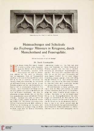 Heimsuchungen und Schicksale des Freiburger Münsters in Kriegsnot, durch Menschenhand und Feuersgefahr: III. Durch Feuersgefahr