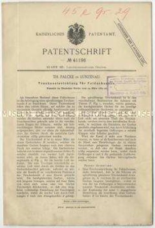 Patentschrift einer Trockeneinrichtung für Feldscheunen, Patent-Nr. 41196