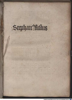 Stephan fliscus : Mit Widmungsvorrede des Autors an Johannes Meliorantius