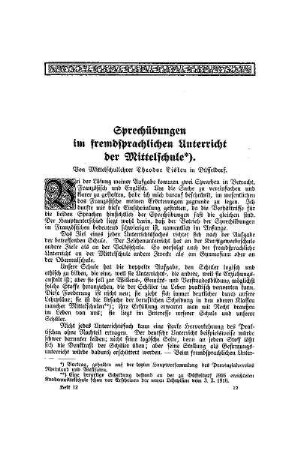 Sprechübungen im fremdsprachlichen Unterricht der Mittelschule