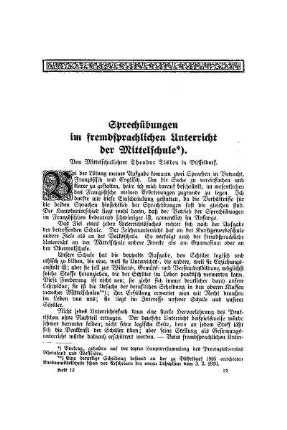 Sprechübungen im fremdsprachlichen Unterricht der Mittelschule