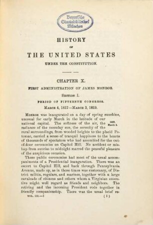 History of the United States of America, under the constitution. 3