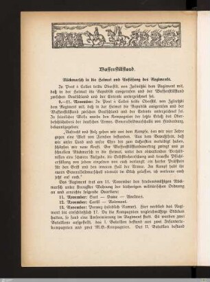 Waffenstillstand - Rückmarsch in die Heimat ...