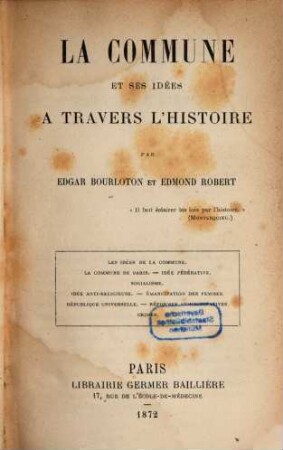 La Commune et ses idées à travers l'histoire