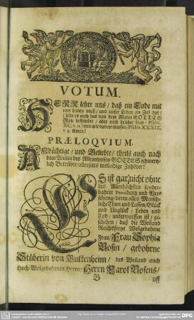 Leichenpredigt : Gedächtniß-Predigt. Votum. Praeloquium. Text. Exegesis