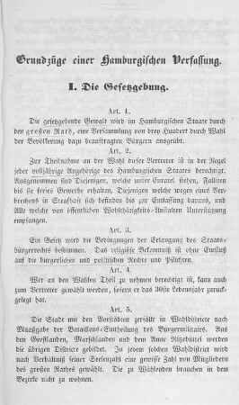 Grundzüge einer hamburgischen Verfassung.