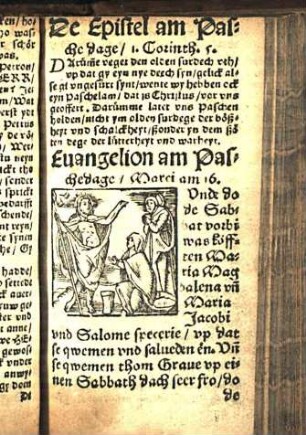 De Epistel am Pasche dage/ 1. Corinth. 5. Euangelion am Pasche dage. Marci am 16.