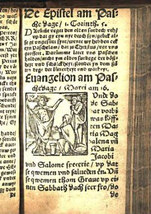 De Epistel am Pasche dage/ 1. Corinth. 5. Euangelion am Pasche dage. Marci am 16.