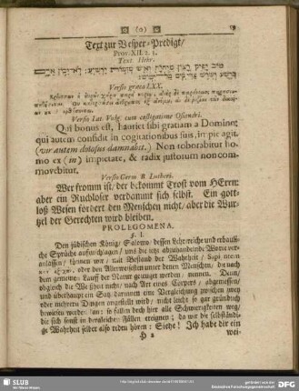 Text zur Vesper-Predigt, Prov. XII, 2. 3