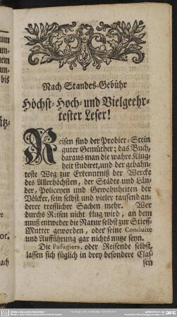 Nach Standes-Gebühr Höchst- Hoch- und Vielgeehrteser Leser!
