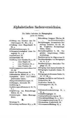Alphabetisches Sachverzeichniss.