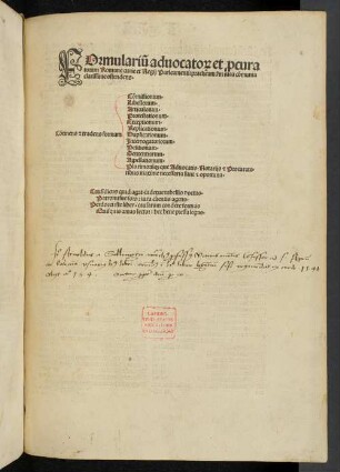 Formulariu[m] aduocato[rum] et p[ro]curatorum Romane curie et Regij Parleammenti : practicam [secundu]m iura co[m]munia clarissime ostendens