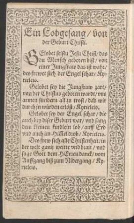Ein Lobgesang/ von der Geburt Christi.