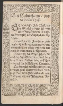 Ein Lobgesang/ von der Geburt Christi.