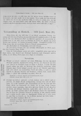 Versammlung zu Rostock. - 1426 [nach März 20].