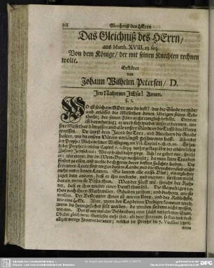 Das Gleichniß des Herrn, aus Matth. XVIII,23. seq. ...