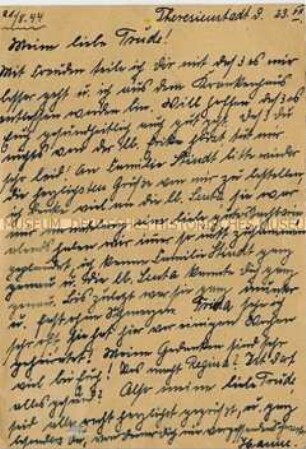 Postkarte einer Jüdin aus dem KZ Theresienstadt - Familienkonvolut