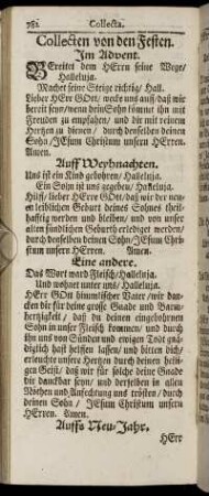 Collecten von den Festen.