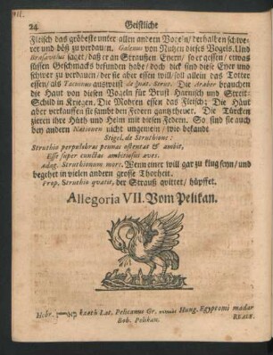 Allegoria VII. Vom Pelikan.