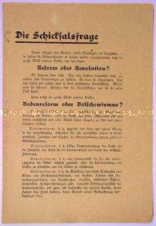 Programmatische Flugschrift des Bundes Deutscher Bodenreformer zur Mitgliederwerbung