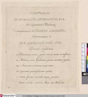 [Titel:] Picturae Rudimenta Lairessiana