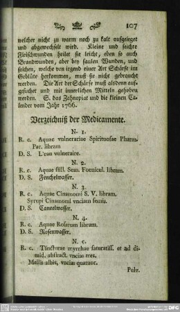 Verzeichniß der Medicamente