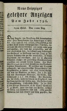 65tes Stück. Den 12ten Aug.