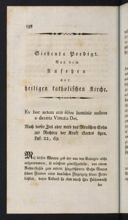158-190, Siebente Predigt. Von dem Ansehen der heiligen katholischen Kirche.
