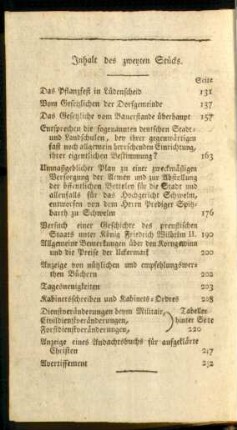 Inhalt des zweyten Stücks