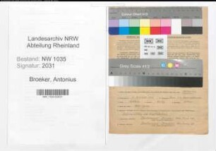 Entnazifizierung Antonius Broeker , geb. 01.01.1906 (Kaufmaennischer Angestellter)
