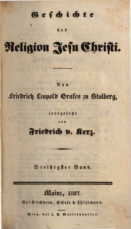 Geschichte der Religion Jesu Christi, 30 = Forts. Bd. 17