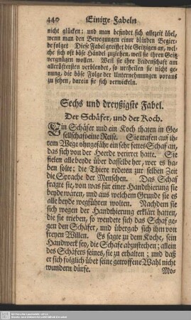 Sechs und dreyßigste Fabel. Der Schäfer, und der Koch