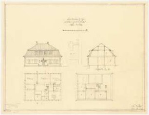 Propstei: Ansicht, Grundrisse EG, DG, Schnitt A-B 1:150, Lageplan