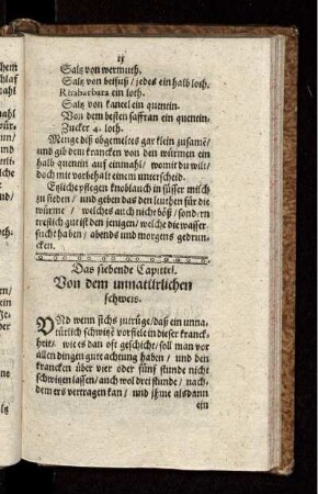 Das siebende Capittel. Vom dem unnatürlichen schweis