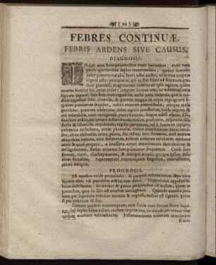 Febres Continuæ Febris Ardens Sive Causus.